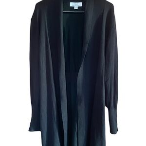 Magaschoni Elegant long Black open front Cardigan size XL